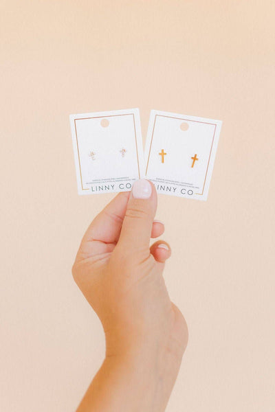 Catherine Gold Cross Stud Earrings