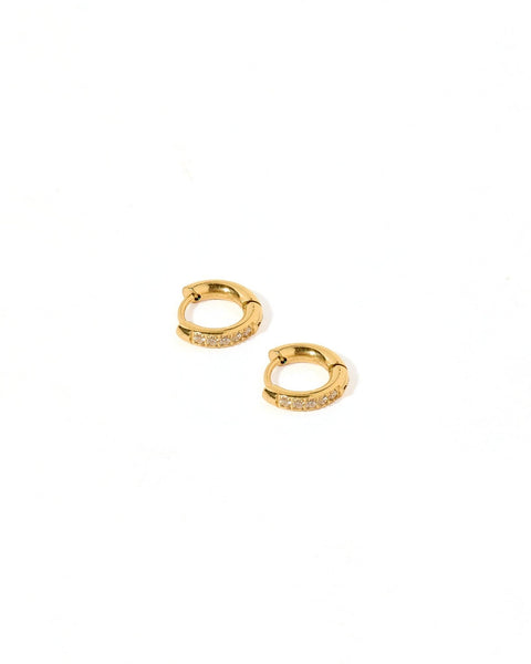 Scarlett Huggie Earrings Hoop Gold 8mm CZ