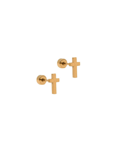 Catherine Gold Cross Stud Earrings