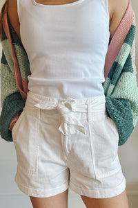 Summer White Paperbag Shorts