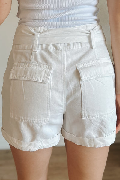 Summer White Paperbag Shorts