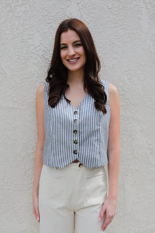 Striped Linen Vest