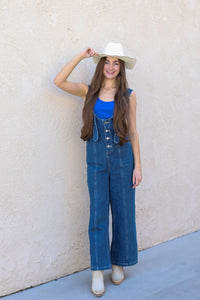Hold Your Horses Denim Overall Jumpsuit