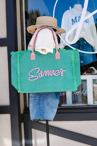 The Summer Tote / Green and Pink