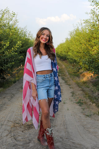 Americana Flag Summer Kimono
