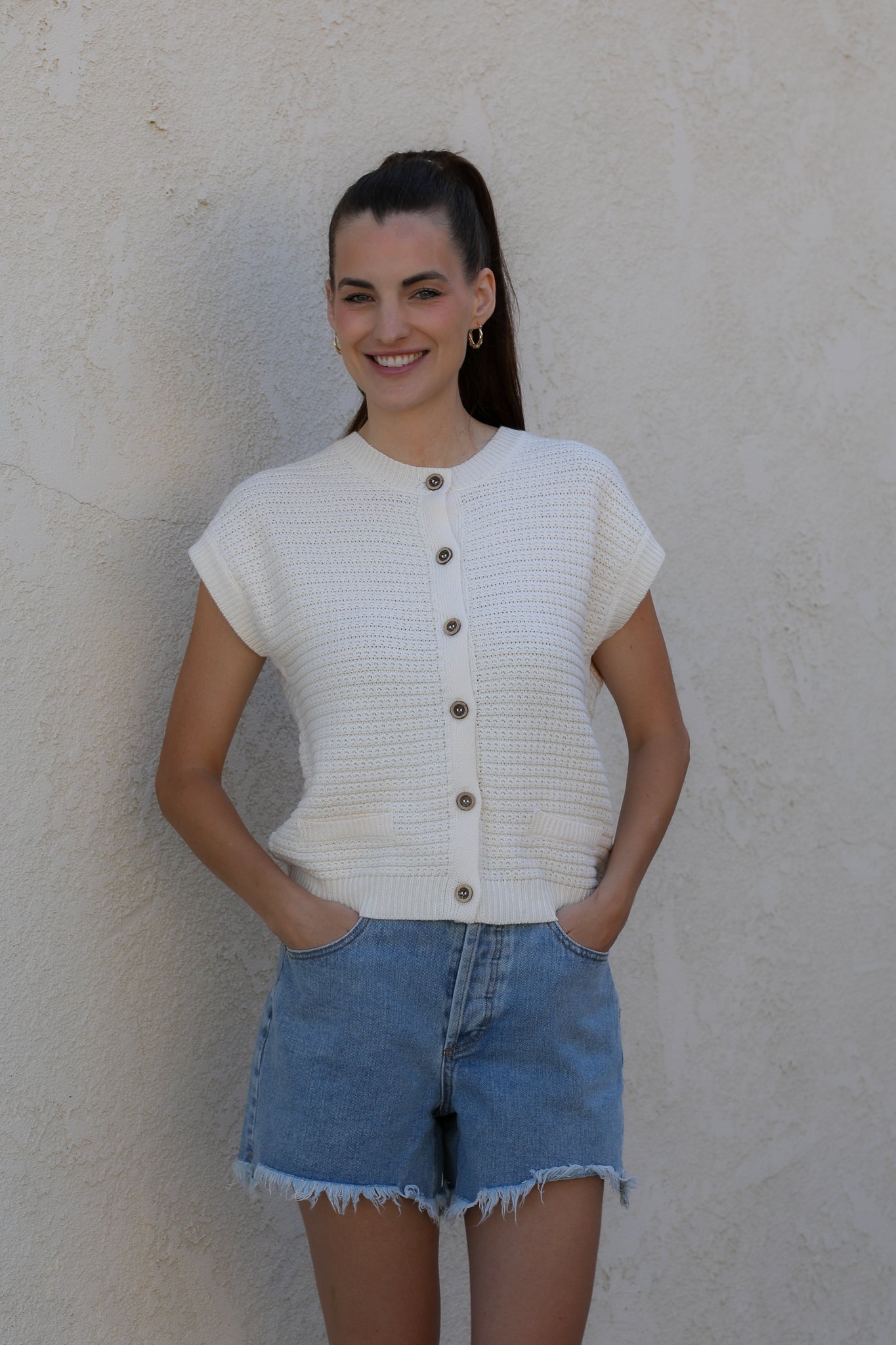 Summertime Cardi Vest / Cream