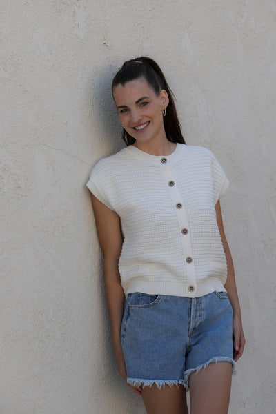 Summertime Cardi Vest / Cream