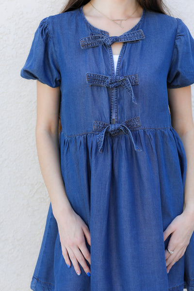 Denim and Bows Mini Dress