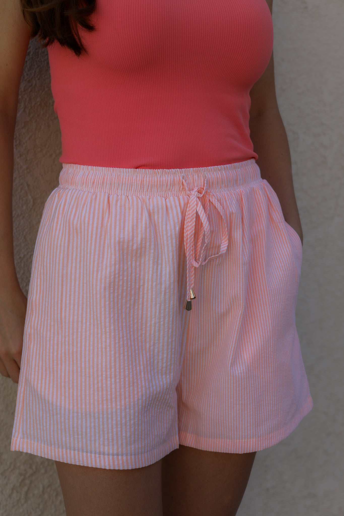 Summer Stripes Cotton Blend Shorts