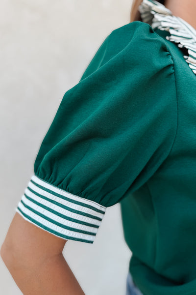 Preppy Stripe Collared Blouse