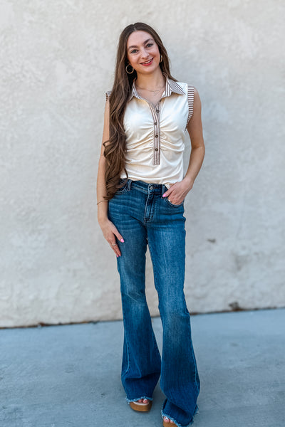 Autumn Ruched Sleeveless Blouse
