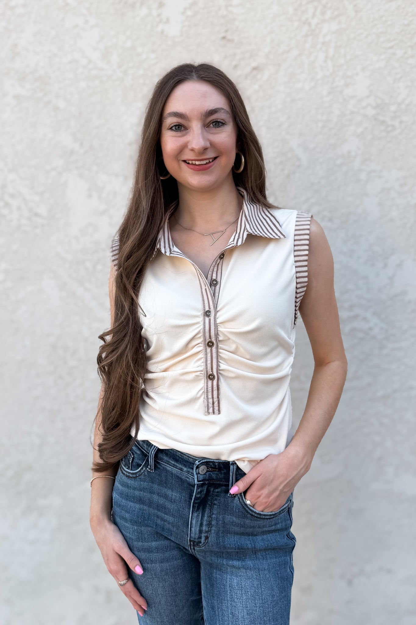 Autumn Ruched Sleeveless Blouse