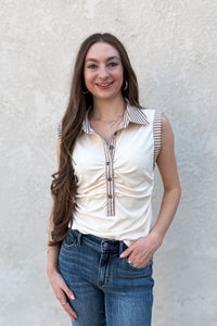 Autumn Ruched Sleeveless Blouse