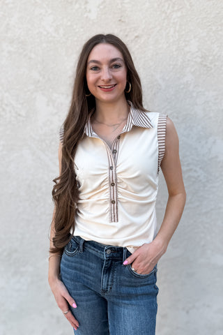 Autumn Ruched Sleeveless Blouse