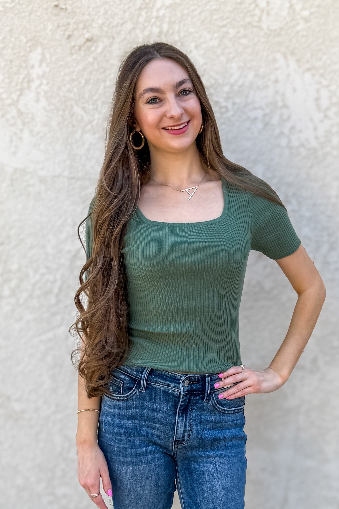 Alyssa Square Neck Top / Ivy Green