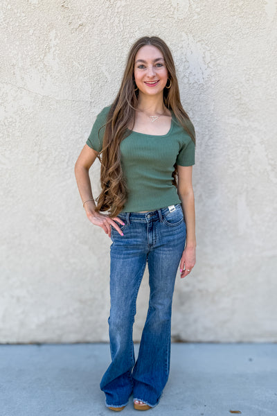 Alyssa Square Neck Top / Ivy Green