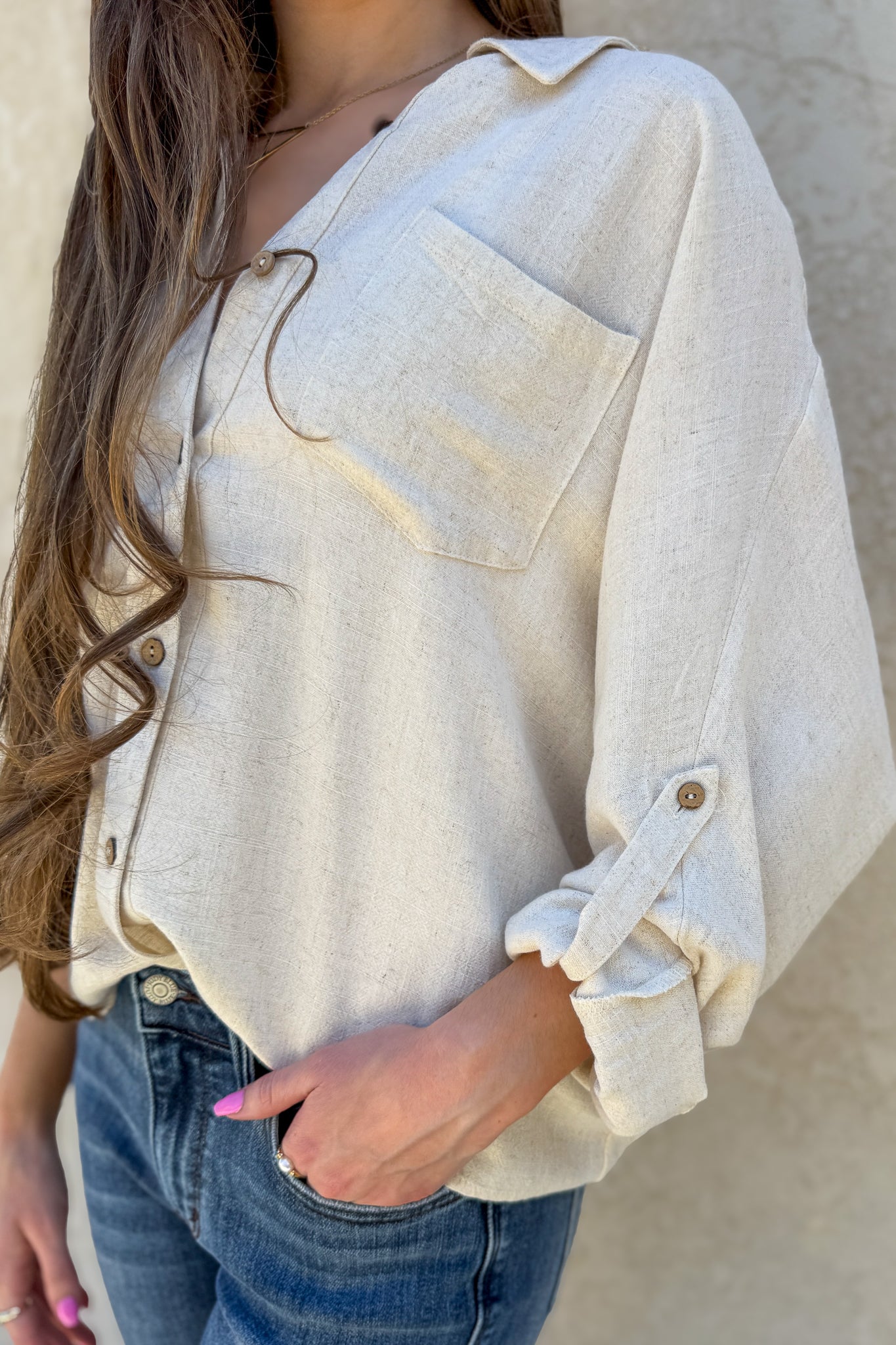 Diana Linen Dolman Blouse
