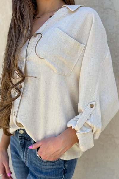 Diana Linen Dolman Blouse