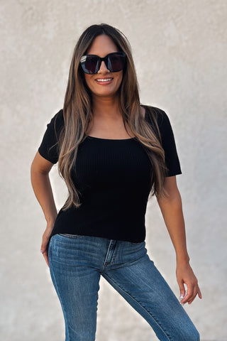 Alyssa Square Neck Top / Black