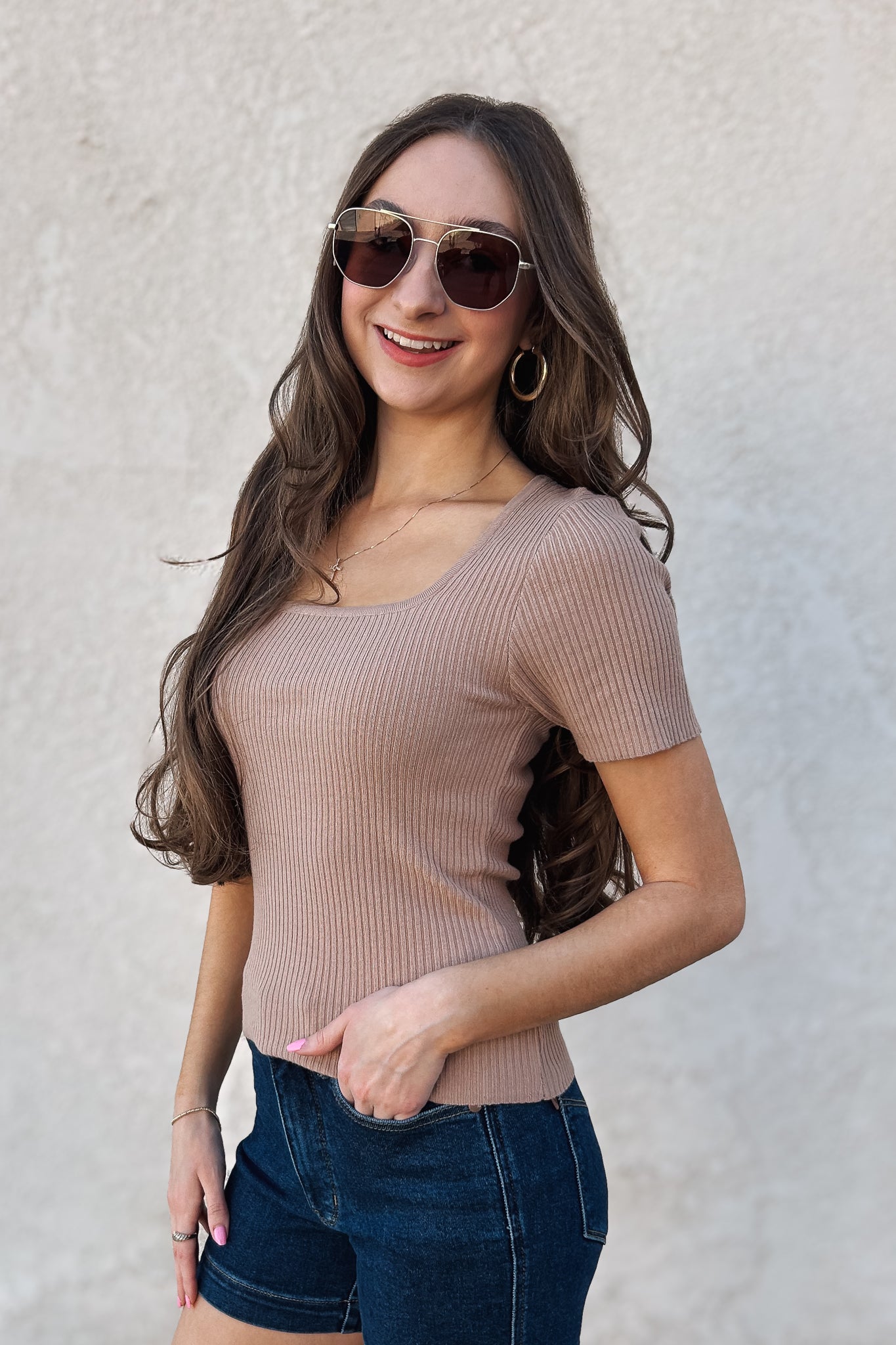 Alyssa Square Neck Top / Latte