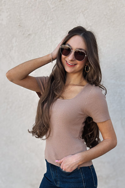Alyssa Square Neck Top / Latte