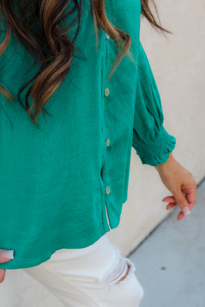 Hey Kelley Smocked Cuff Blouse