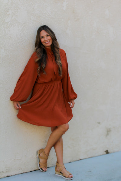 Autumn Crossing Ruffle Dress