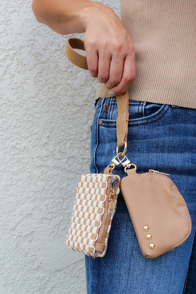 Wonderlust Woven Dual Pouch Wristlet 