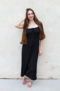 Midnight Silky Ruched Babydoll Jumpsuit