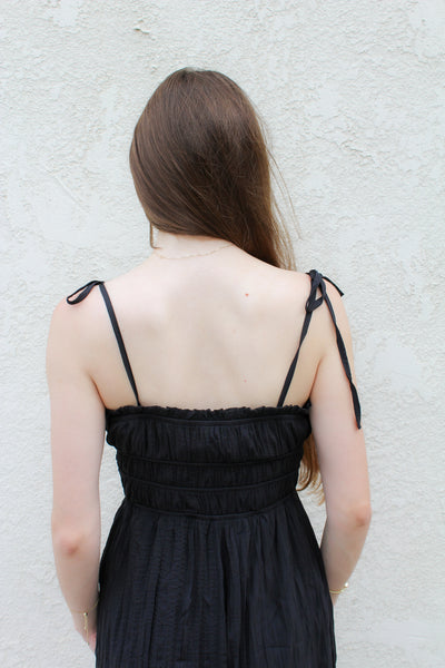 Midnight Silky Ruched Babydoll Jumpsuit