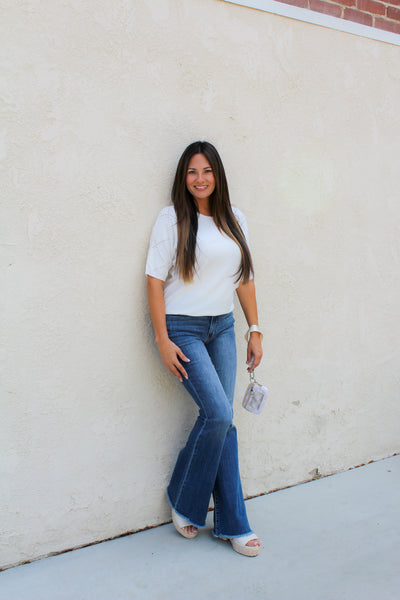 Diamond Knit Blouse / White