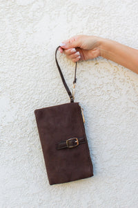 Zephyr Suede Wristlet / Rich Brown