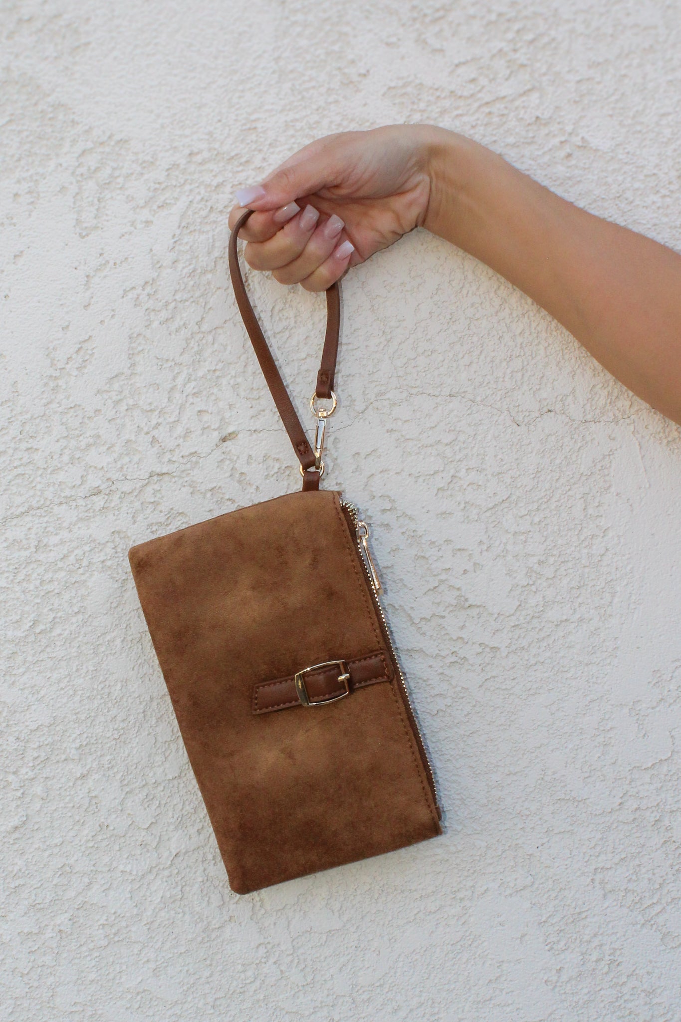 Zephyr Suede Wristlet / Toffee