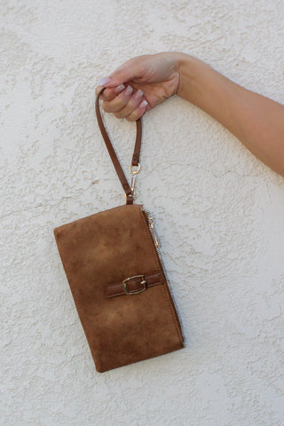 Zephyr Suede Wristlet / Toffee