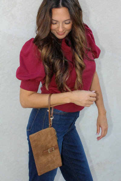 Zephyr Suede Wristlet / Toffee
