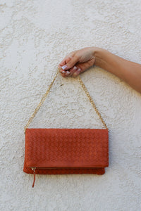 Amber Woven Clutch / Rust