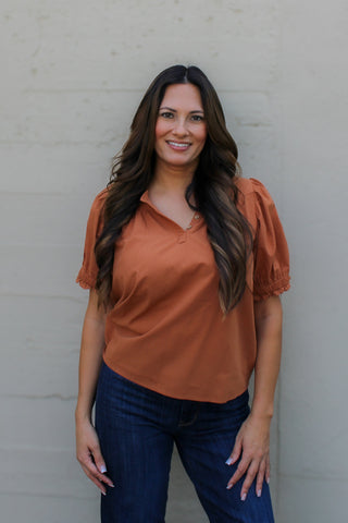 Morgan Puff Sleeve Blouse / Clay