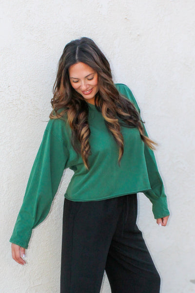 Free To Be Me Longsleeve Top / Green