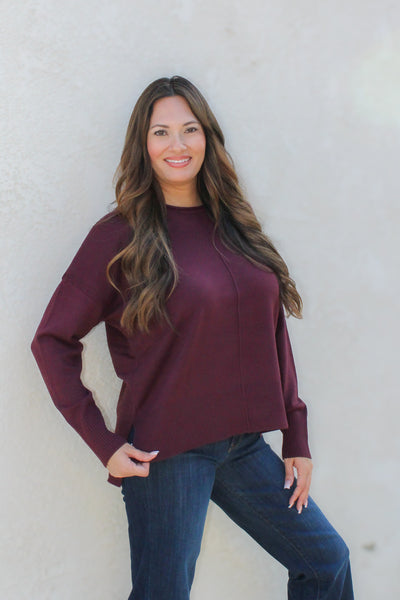 Dark Cherry Knit Pullover