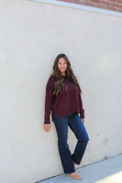 Dark Cherry Knit Pullover