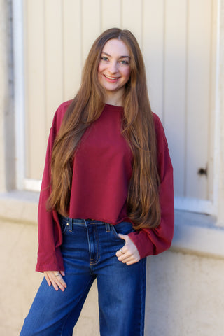 Free To Be Me Longsleeve Top / Wine