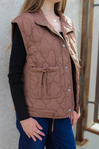 Sweet Hazelnut Quilted Puffer Vest