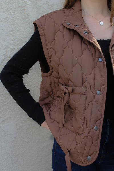 Sweet Hazelnut Quilted Puffer Vest