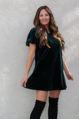 Evergreen Velvet Mini Dress