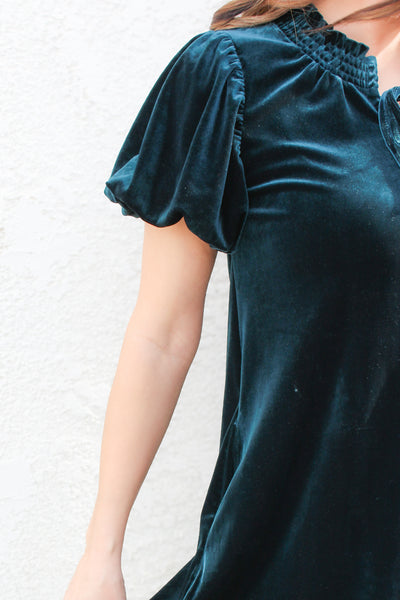 Evergreen Velvet Mini Dress