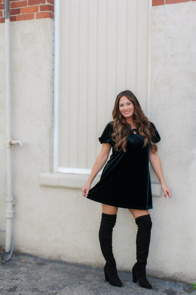 Evergreen Velvet Mini Dress