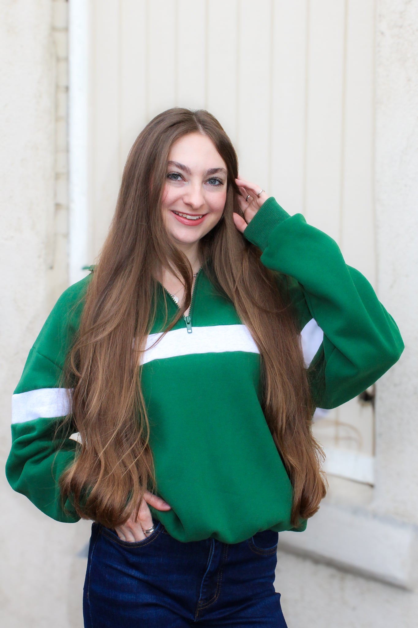 Two Ways Half Zip Collar Sweatshirt