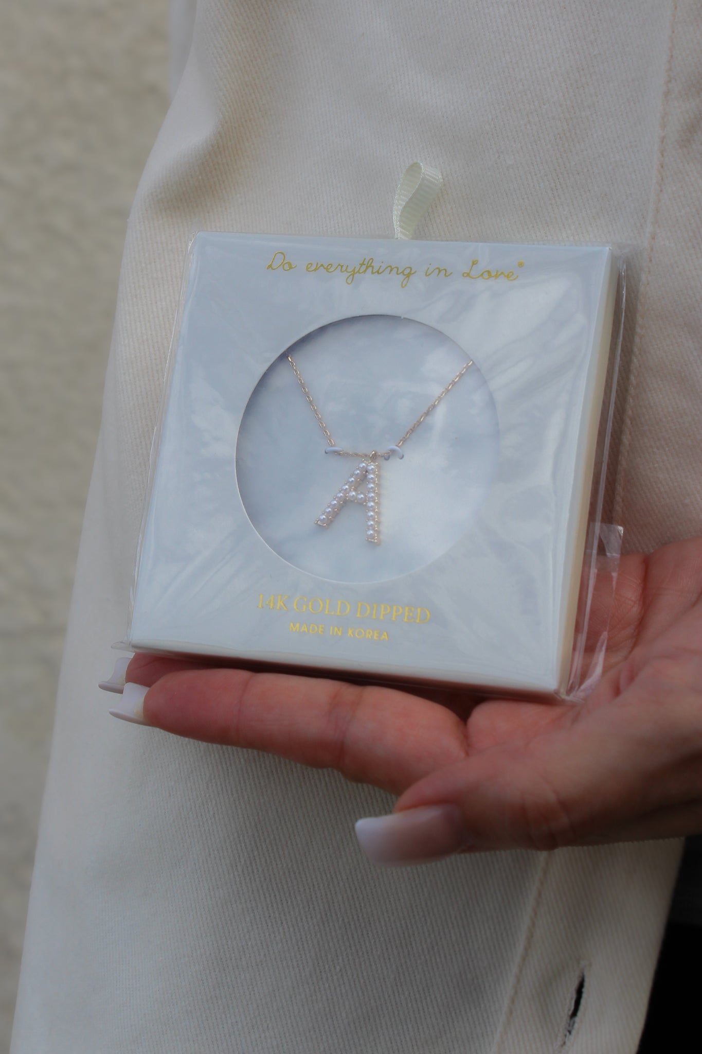 Golden Pearl 14k Initial Necklace