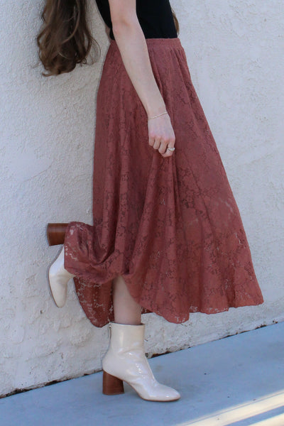 Rose Lace Midi Skirt
