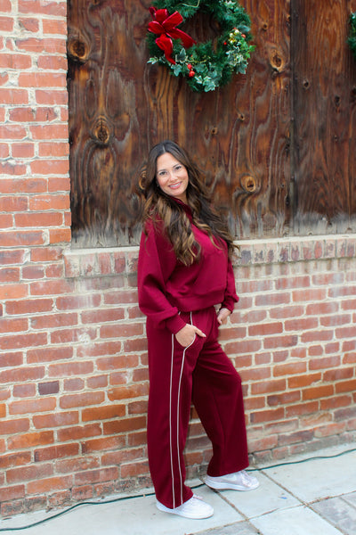 City Wide Piped Pants / Burgundy